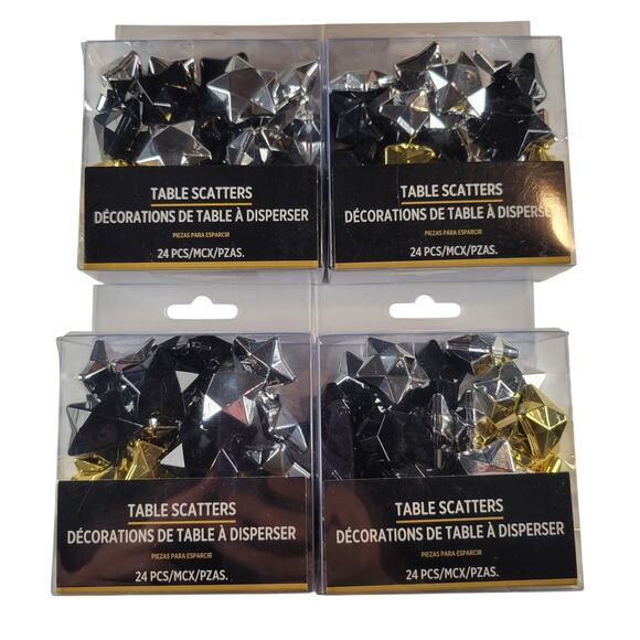 96-Pc Metallic Star Table Scatter Decorations - Gold, Silver, Black - 4 Boxes - Picture 1 of 9